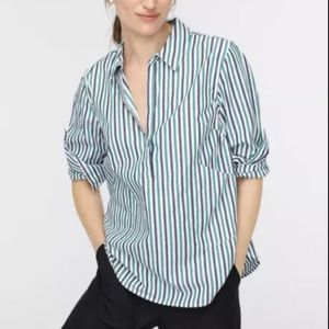 J. CREW NWT Cotton poplin popover striped stripe Size XXS